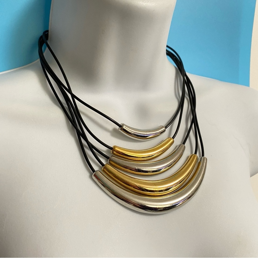 KIAM FAMILY Lia Sophia Two Tone Black Multi-Strand Cord Necklace